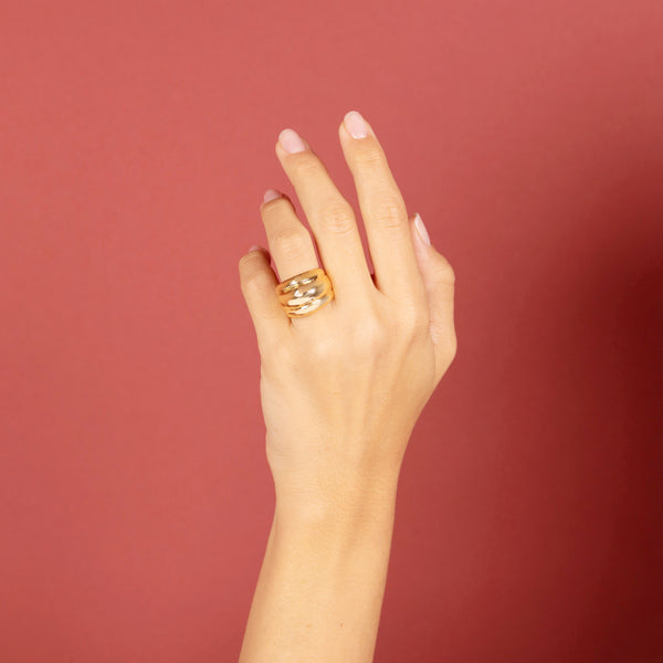 Dune Hammmered 18KT Gold Plated Ring