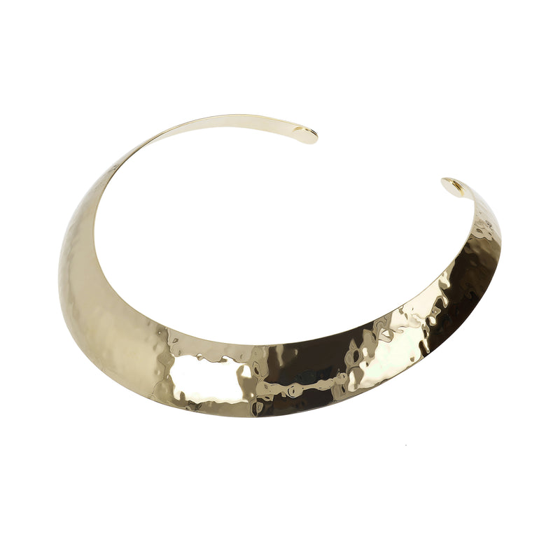 Graduated Hammered 18KT Gold Plated Choker