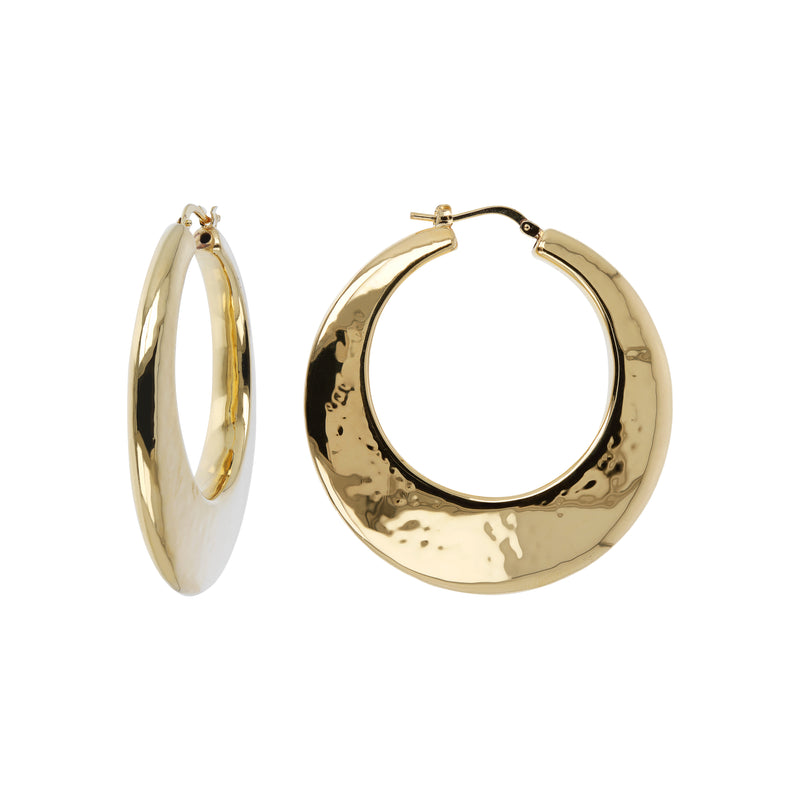 Hammered Electroformed 18KT Gold Plated Hoops