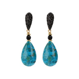 Turquoise Drop Earrings With Black Spinel