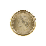 Hammered 18KT Gold Plated Ring With Coin