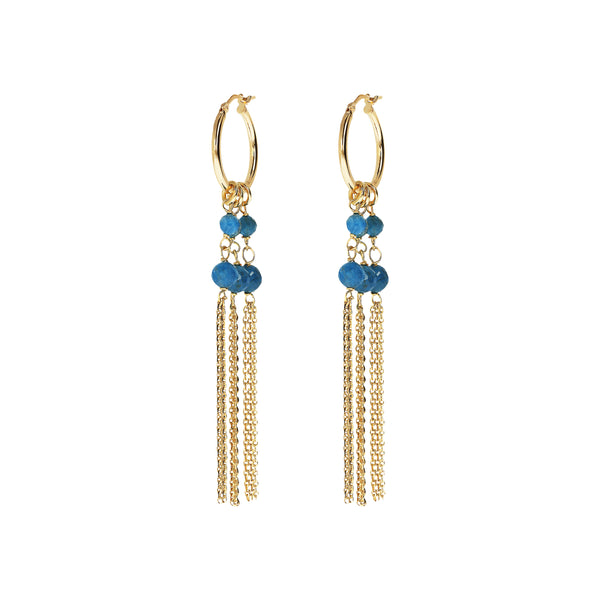 18KT Gold Plated Drop Earrings With Genuine Stone