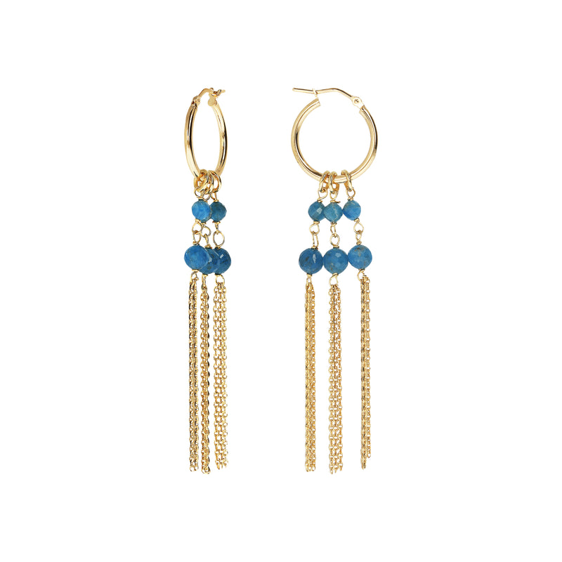 18KT Gold Plated Drop Earrings With Genuine Stone