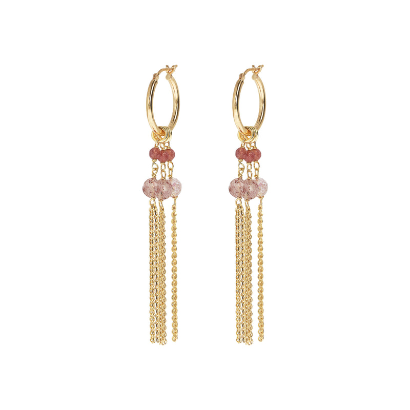 18KT Gold Plated Drop Earrings With Genuine Stone