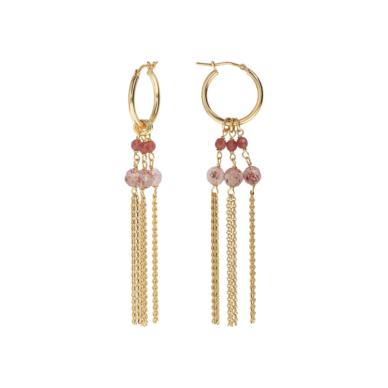 18KT Gold Plated Drop Earrings With Genuine Stone