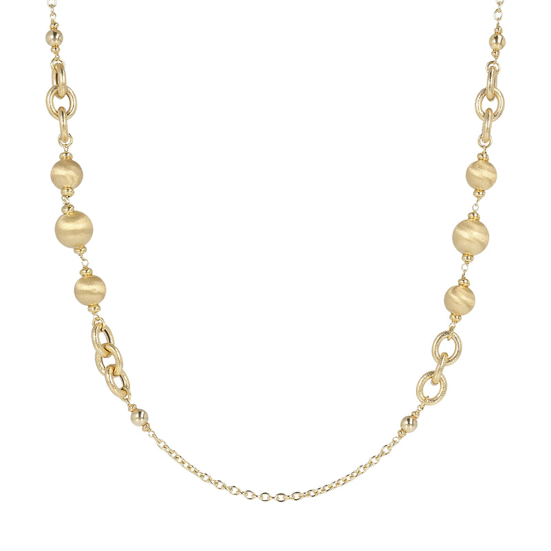 Satin Spheres and Chain Long Necklace