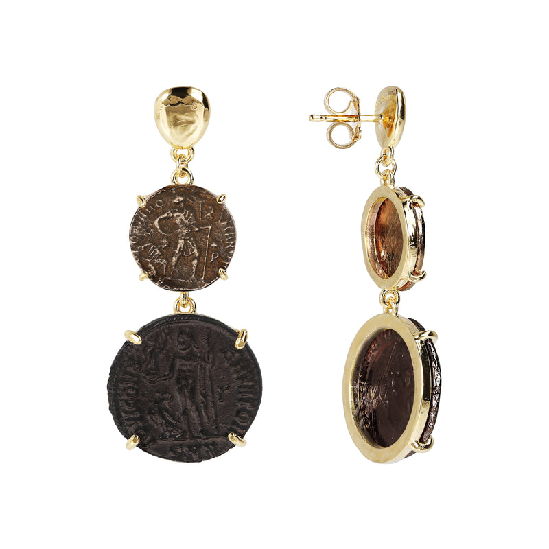 Drop Earrings With Antique Coins