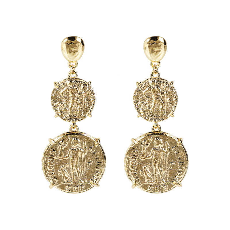 Drop Earrings With Antique Coins