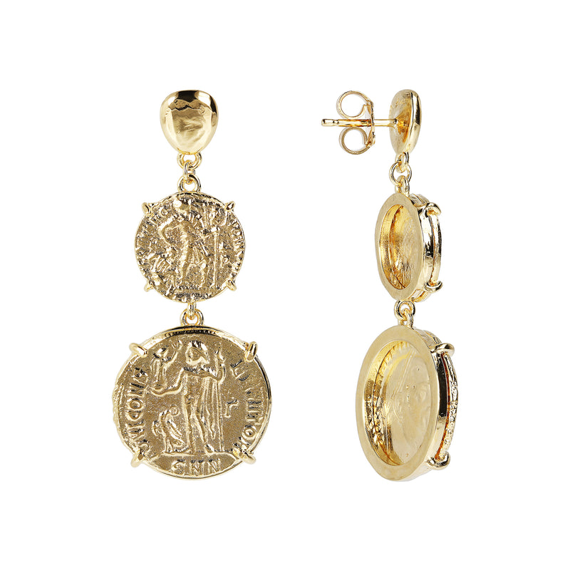 Drop Earrings With Antique Coins