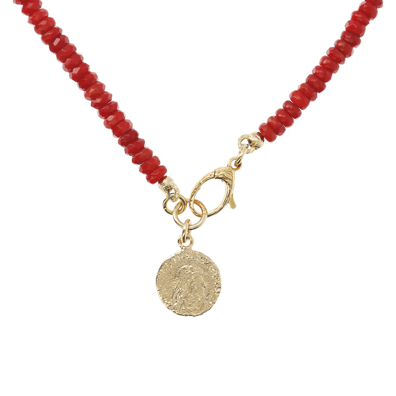 Necklace with Stones and Coin Pendant