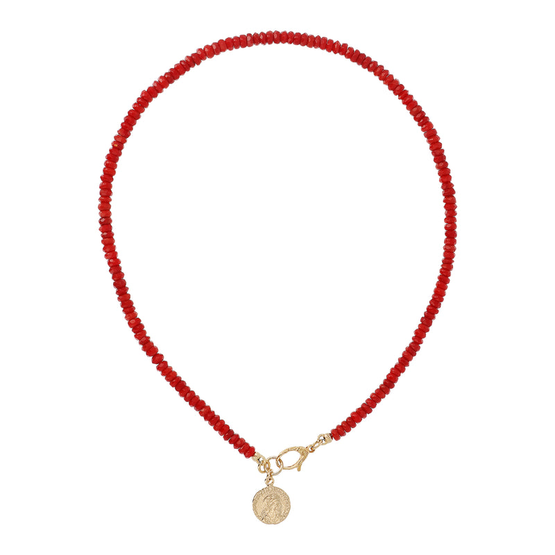 Necklace with Stones and Coin Pendant