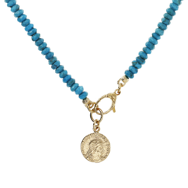 Necklace with Stones and Coin Pendant